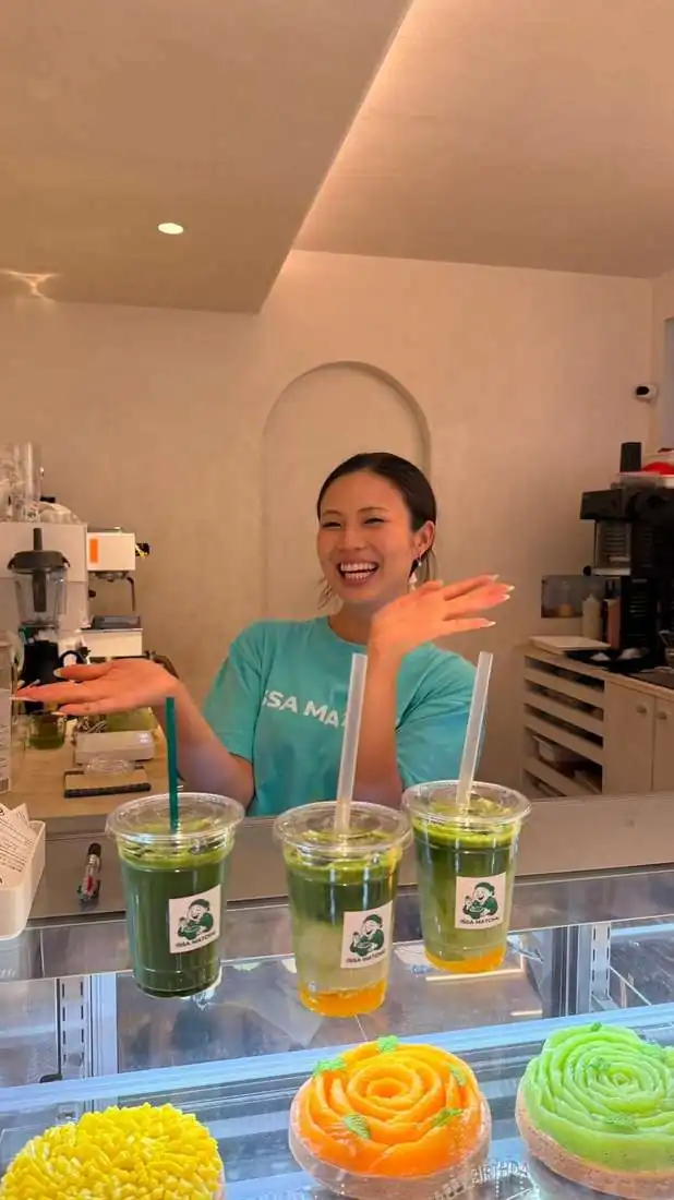 Behind the counter at the pop-up