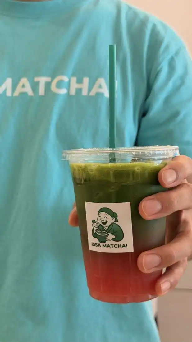 Strawberry matcha in hand